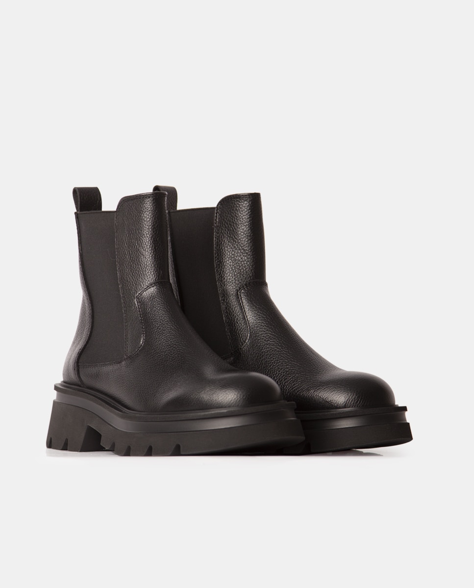 Botines chelsea de mujer de velour con suela track - Farrutx - Negro Negro-3