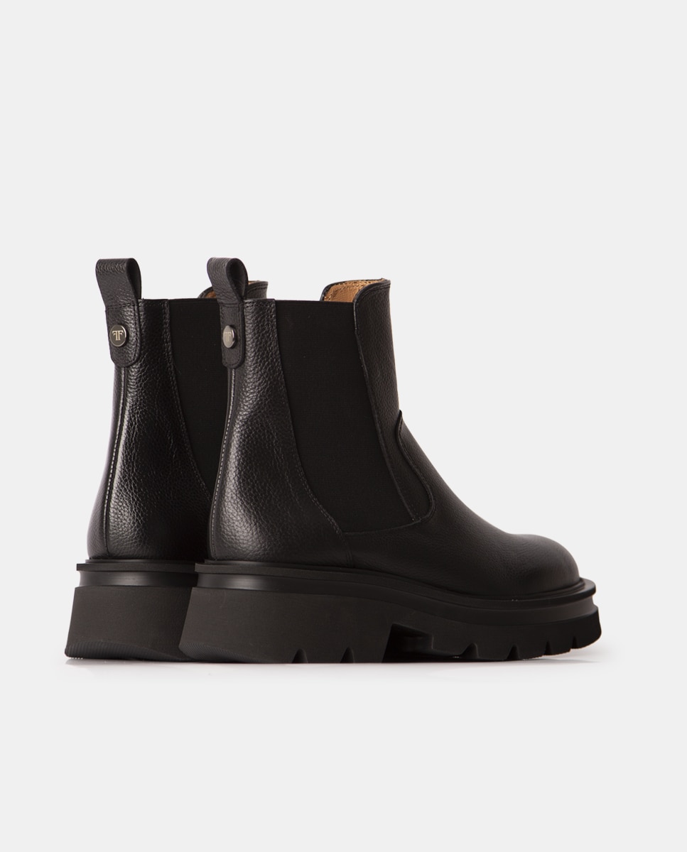 Botines chelsea de mujer de velour con suela track - Farrutx - Negro Negro-2