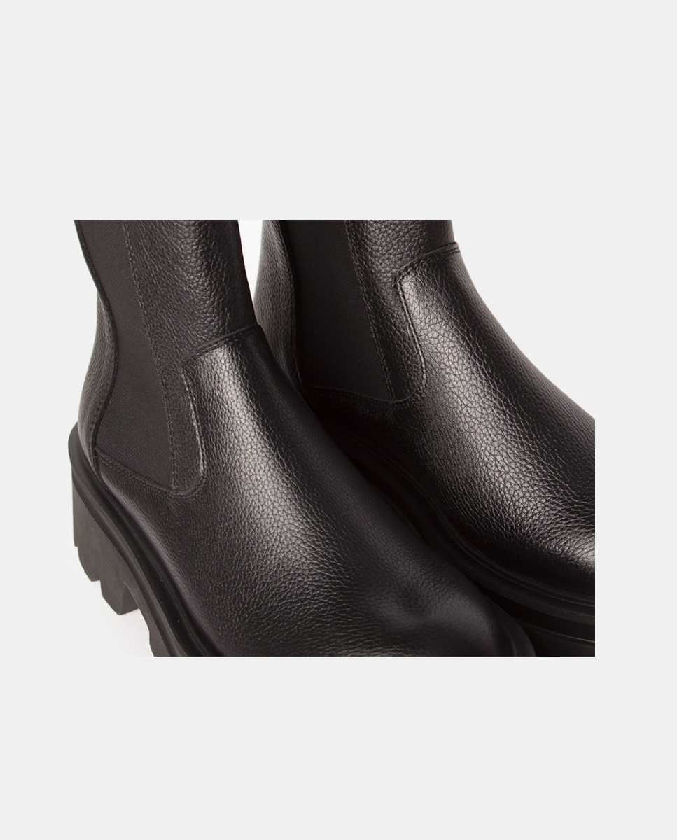 Botines chelsea de mujer de velour con suela track - Farrutx - Negro Negro-4