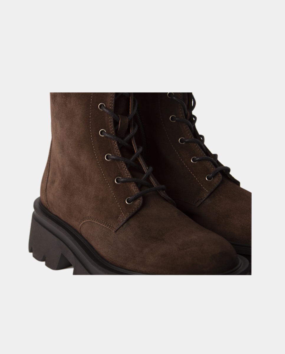 Botines chunky de mujer de caña alta elaborado en velour - Farrutx - Marrón Marrón-4