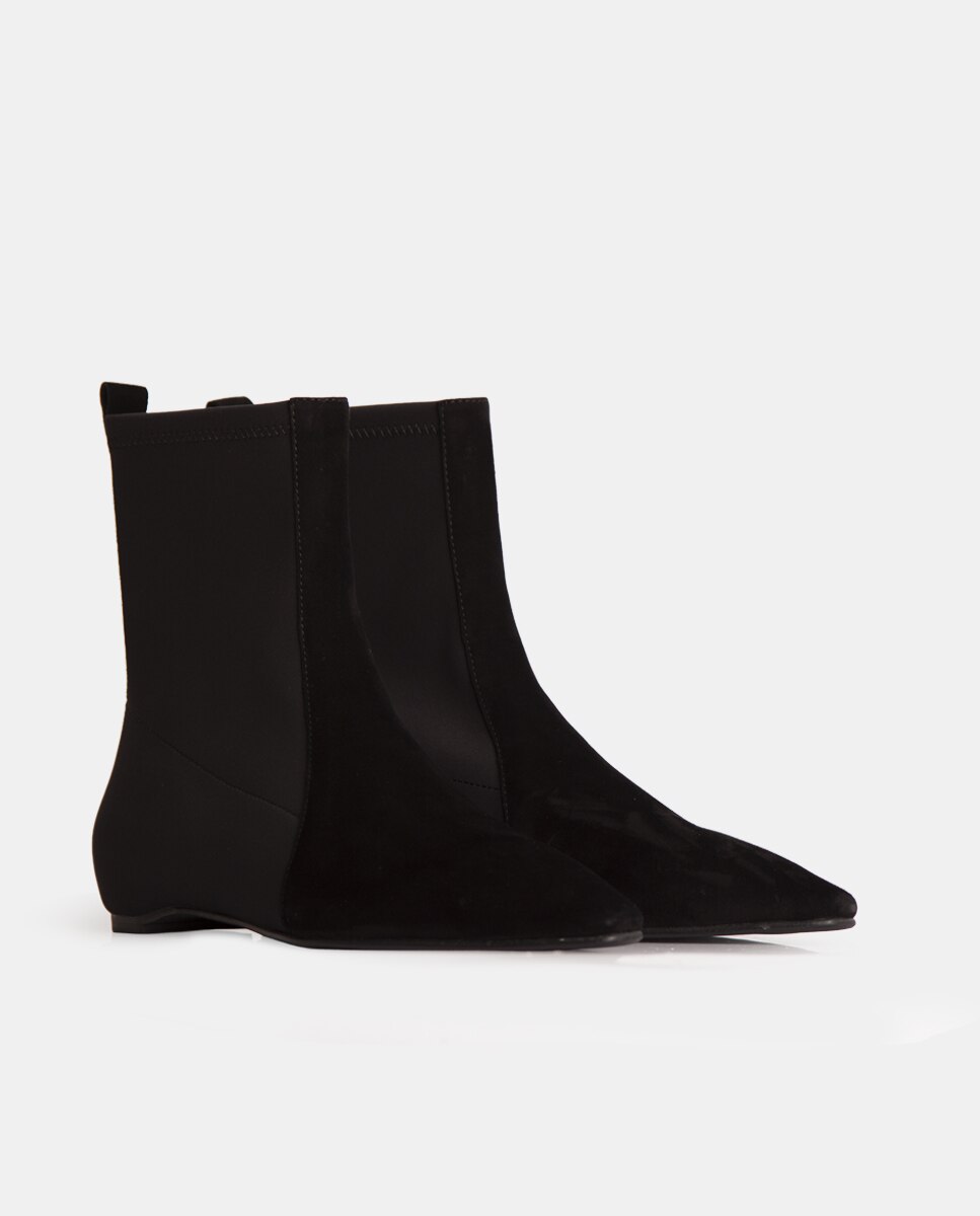Botines elásticos de mujer de tejido tecnológico y ante - Farrutx - Negro Negro-3