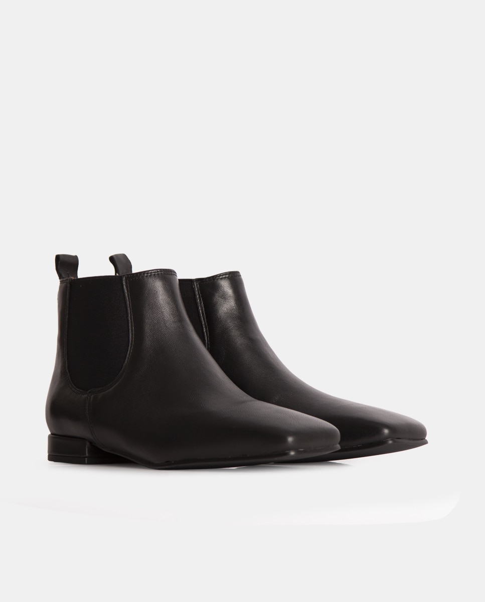 Botines chelsea de mujer de napa y tejido elástico - Farrutx - Negro Negro-3