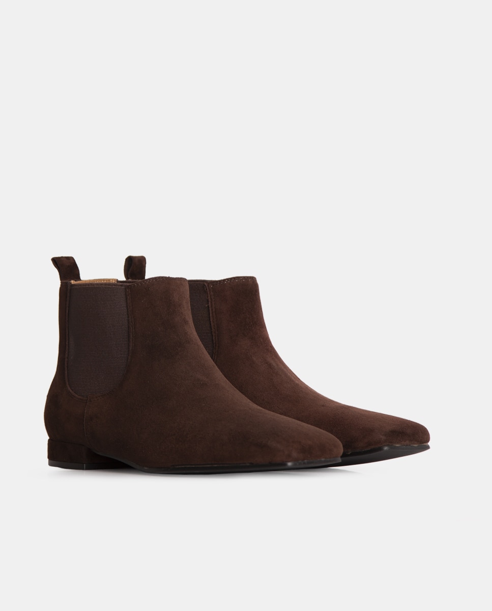 Botines chelsea de mujer de napa y tejido elástico - Farrutx - Ébano Ébano-4