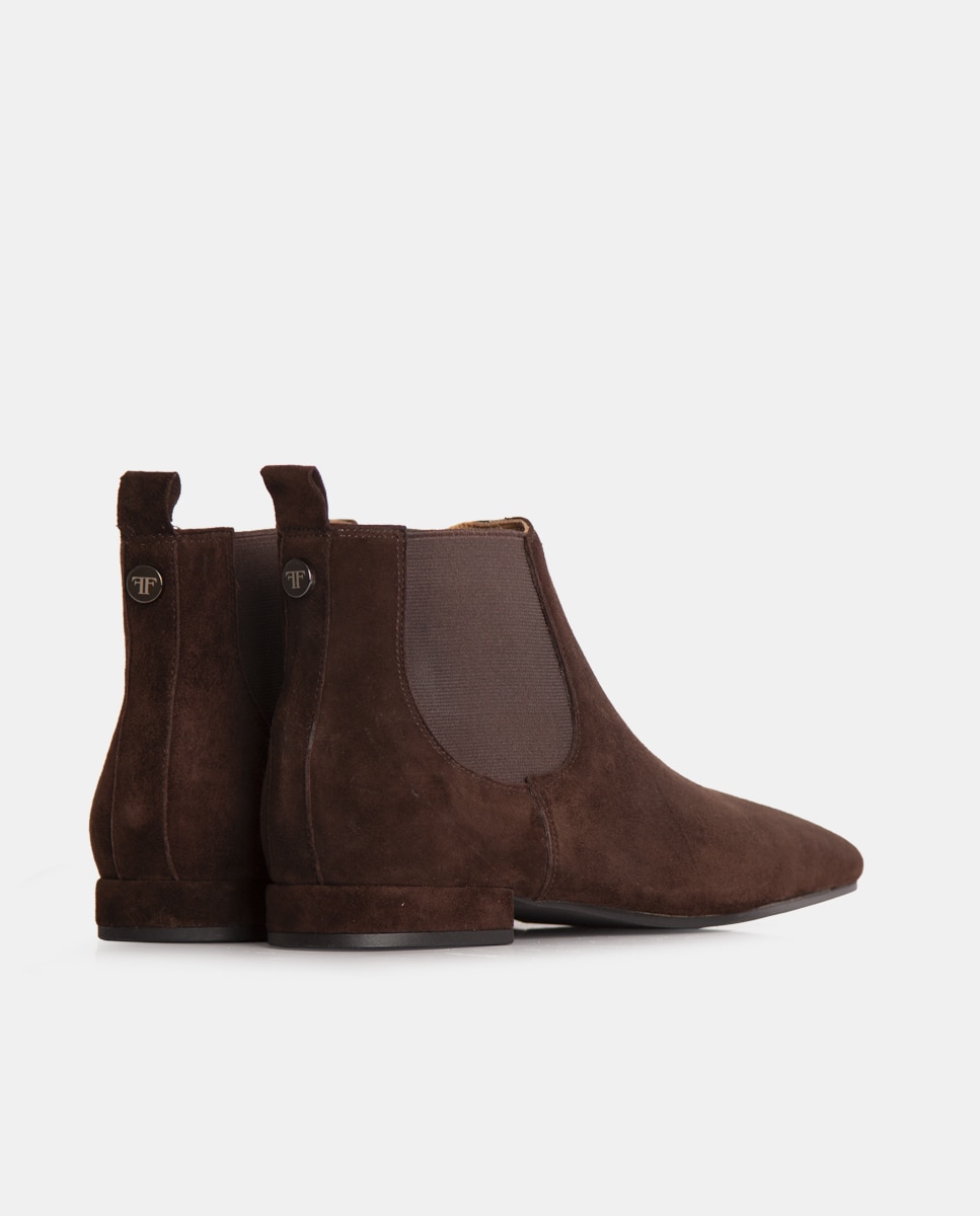 Botines chelsea de mujer de napa y tejido elástico - Farrutx - Ébano Ébano-3