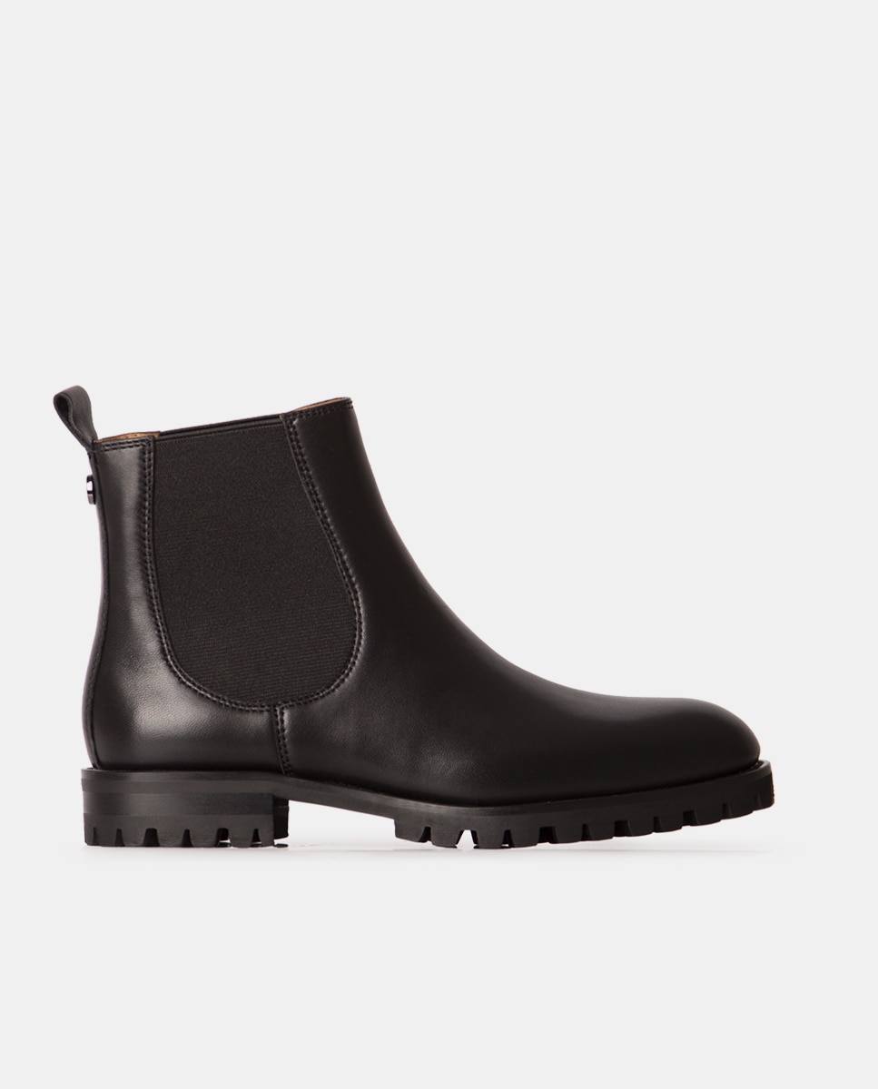 Botines chelsea de mujer de napa y tejido elástico - Farrutx - Negro Negro-1