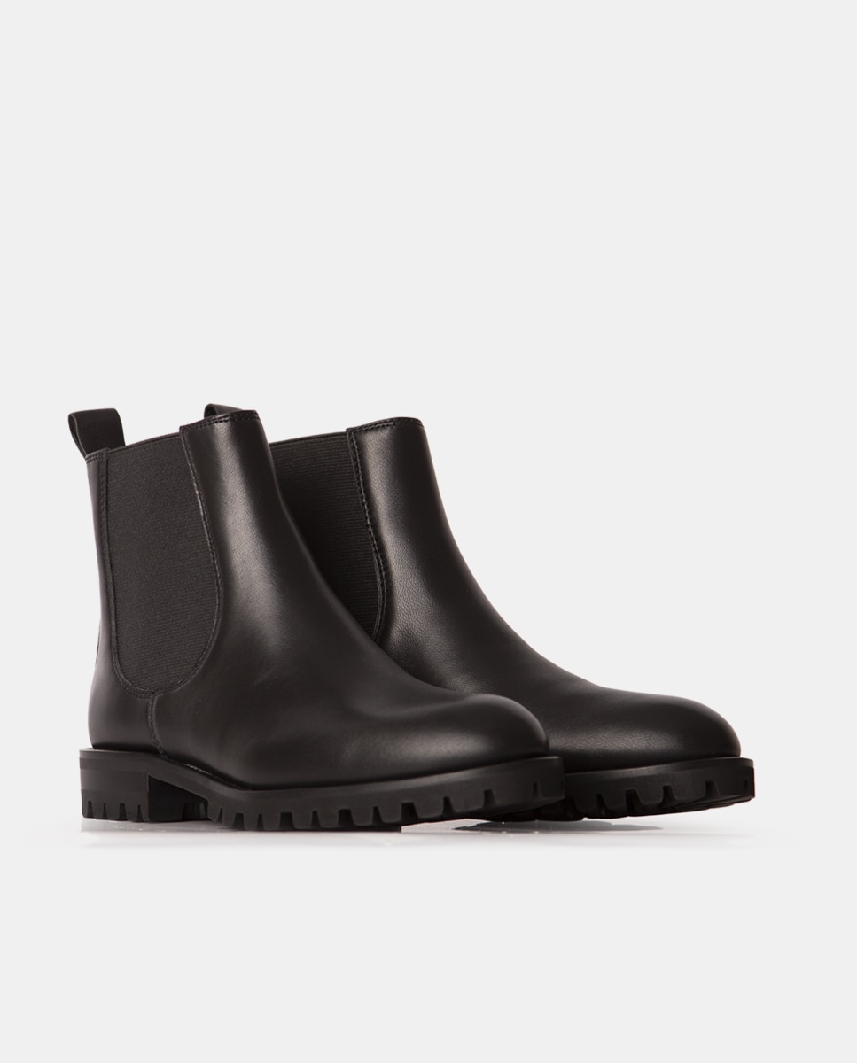 Botines chelsea de mujer de napa y tejido elástico - Farrutx - Negro Negro-3