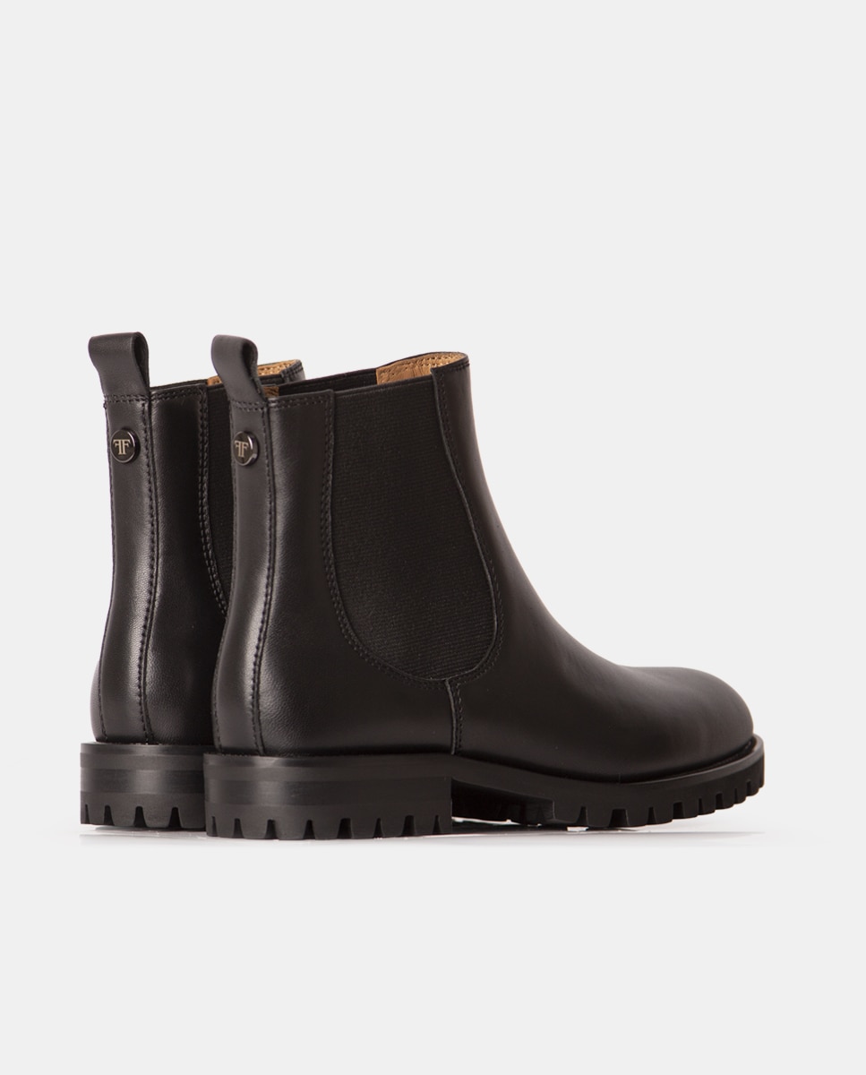 Botines chelsea de mujer de napa y tejido elástico - Farrutx - Negro Negro-2