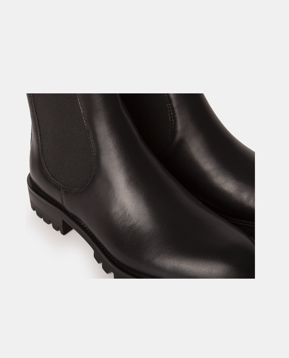 Botines chelsea de mujer de napa y tejido elástico - Farrutx - Negro Negro-4