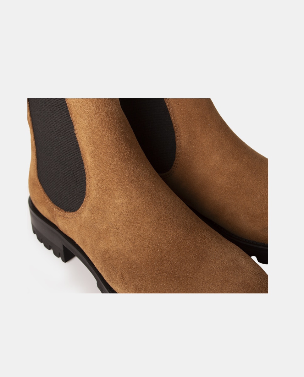 Botines chelsea de mujer de napa y tejido elástico - Farrutx - Marrón claro Marrón claro-2