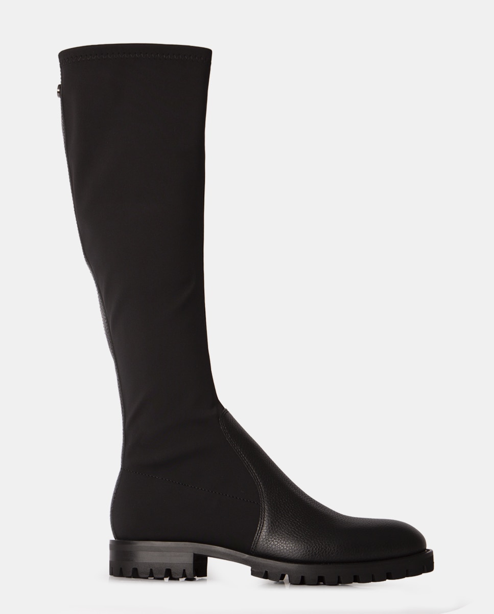 Botas de mujer en tejido tecnológico elástico y piel bombeada - Farrutx - Negro Negro-1