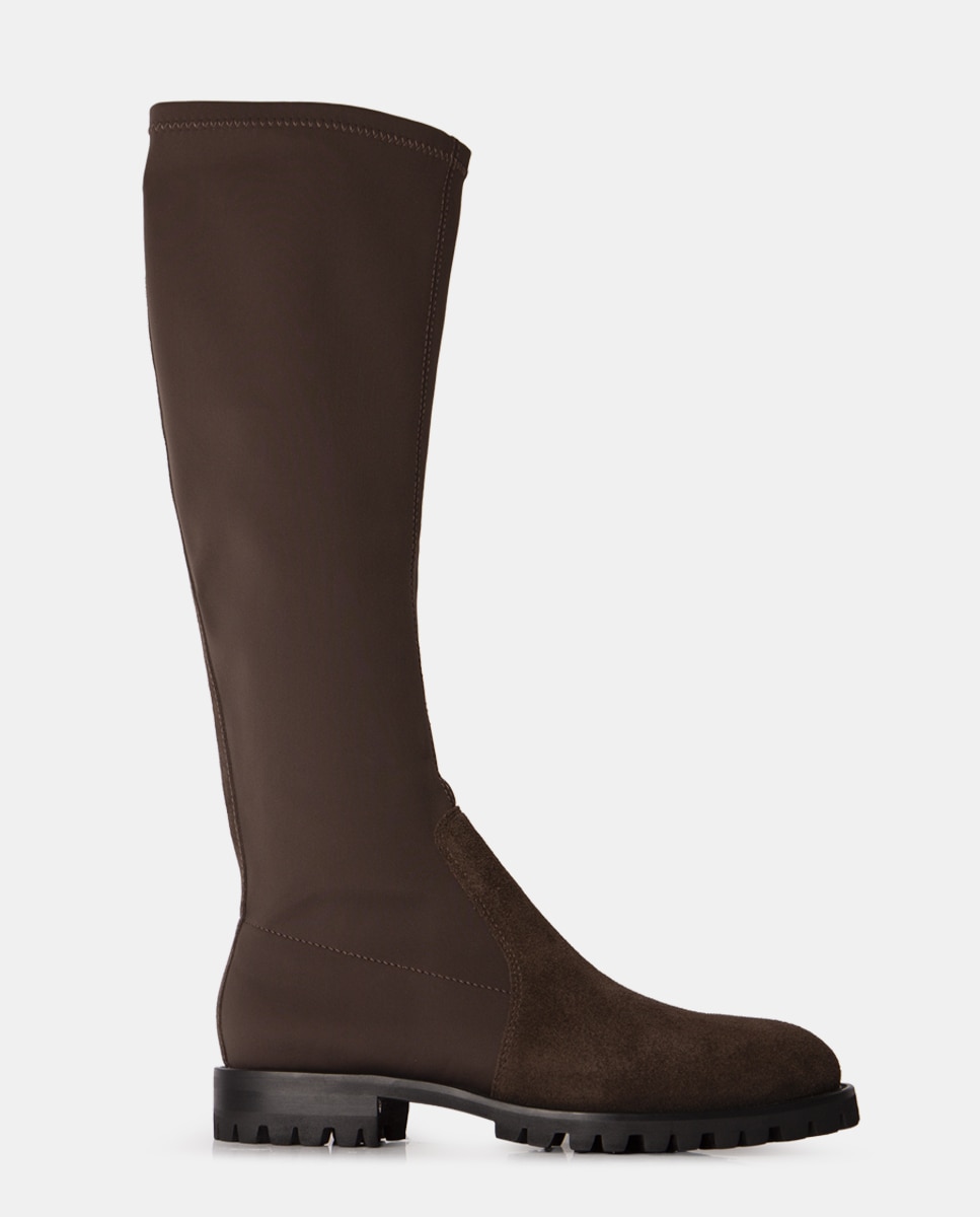 Botas de mujer en tejido tecnológico elástico y velour - Farrutx - Ébano Ébano-1