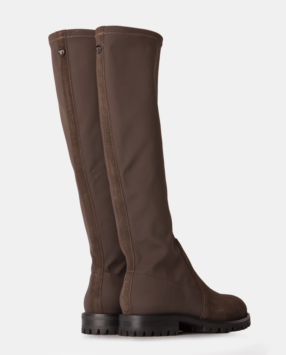 Botas de mujer en tejido tecnológico elástico y velour - Farrutx - Ébano Ébano-3