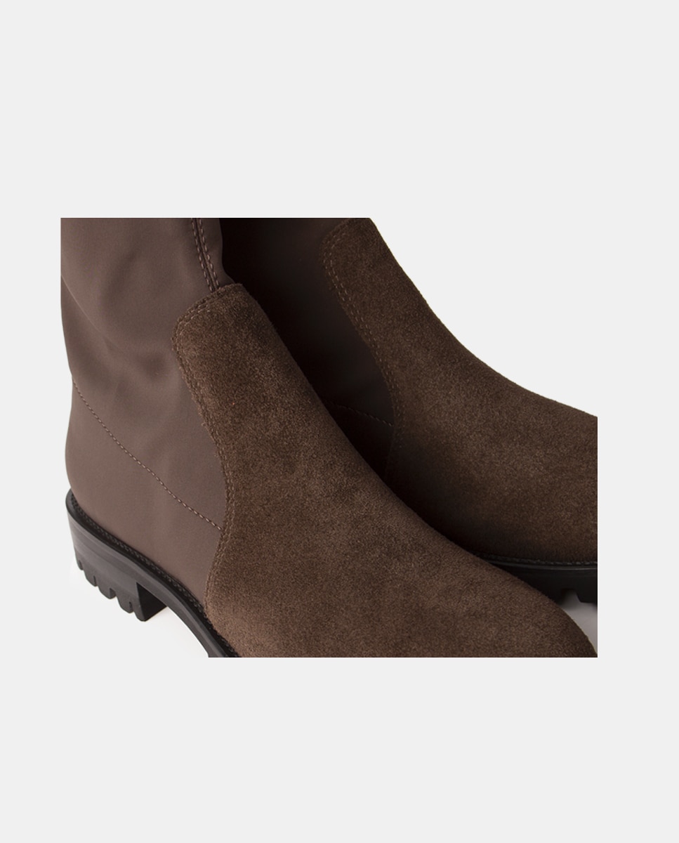 Botas de mujer en tejido tecnológico elástico y velour - Farrutx - Ébano Ébano-4