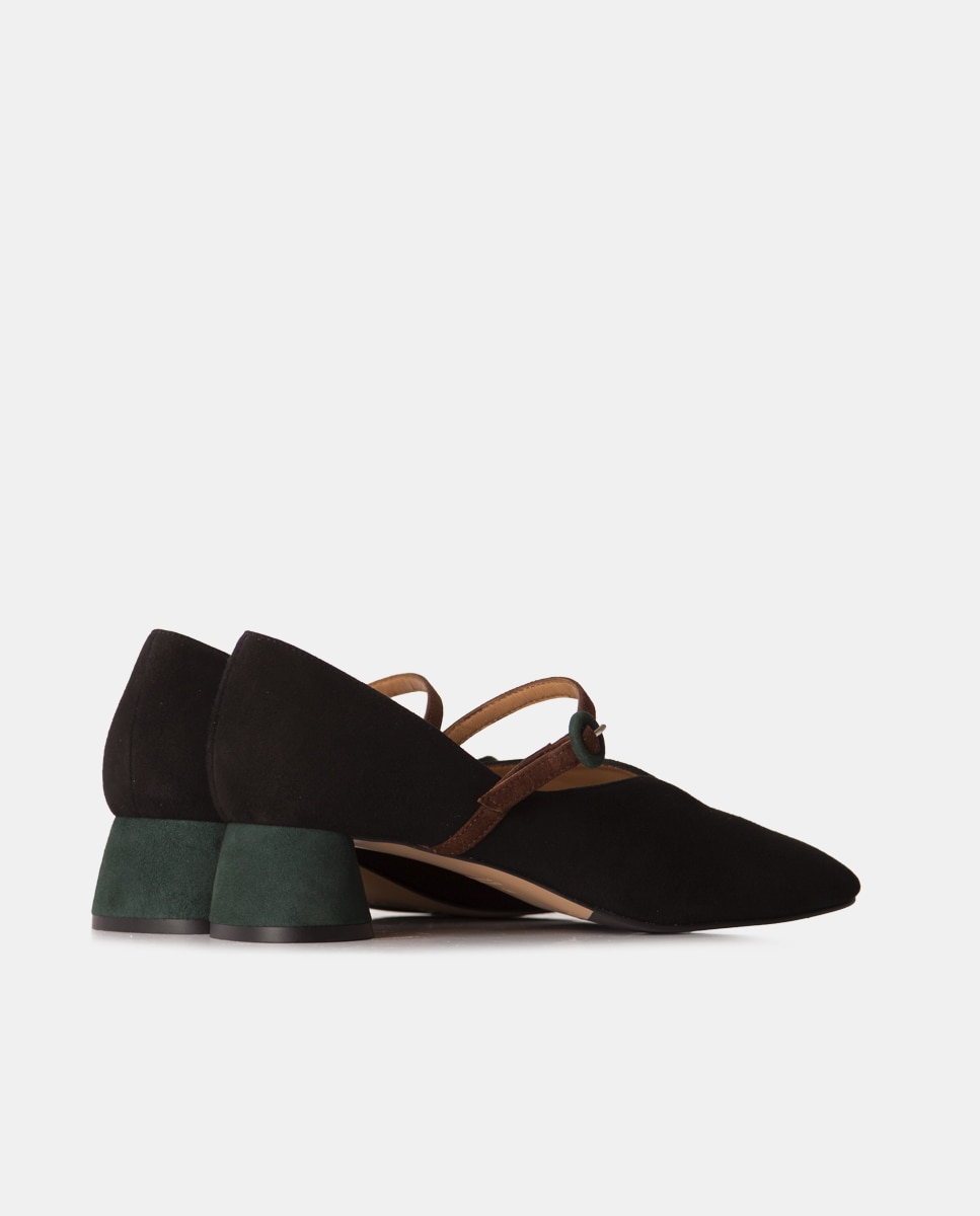 Zapatos de salón tipo merceditas confeccionado en ante con una fina tira que sujeta el pie - Farrutx - Negro Negro-2