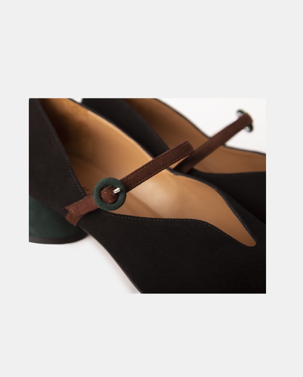Zapatos de salón tipo merceditas confeccionado en ante con una fina tira que sujeta el pie - Farrutx - Negro Negro-4