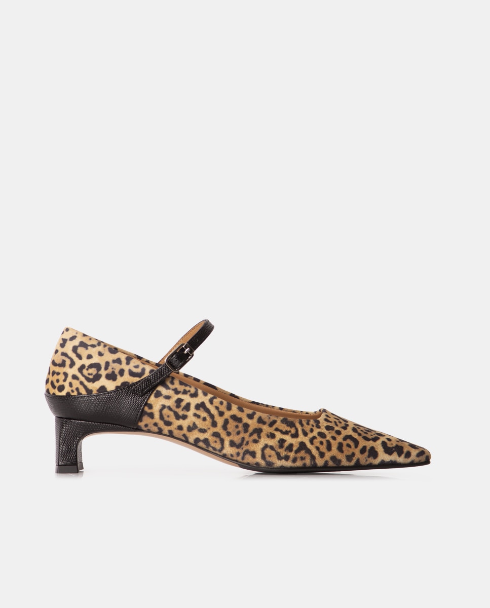 Zapatos de salón confeccionados en serraje y piel grabado lagarto - Farrutx - Estampado Estampado-1
