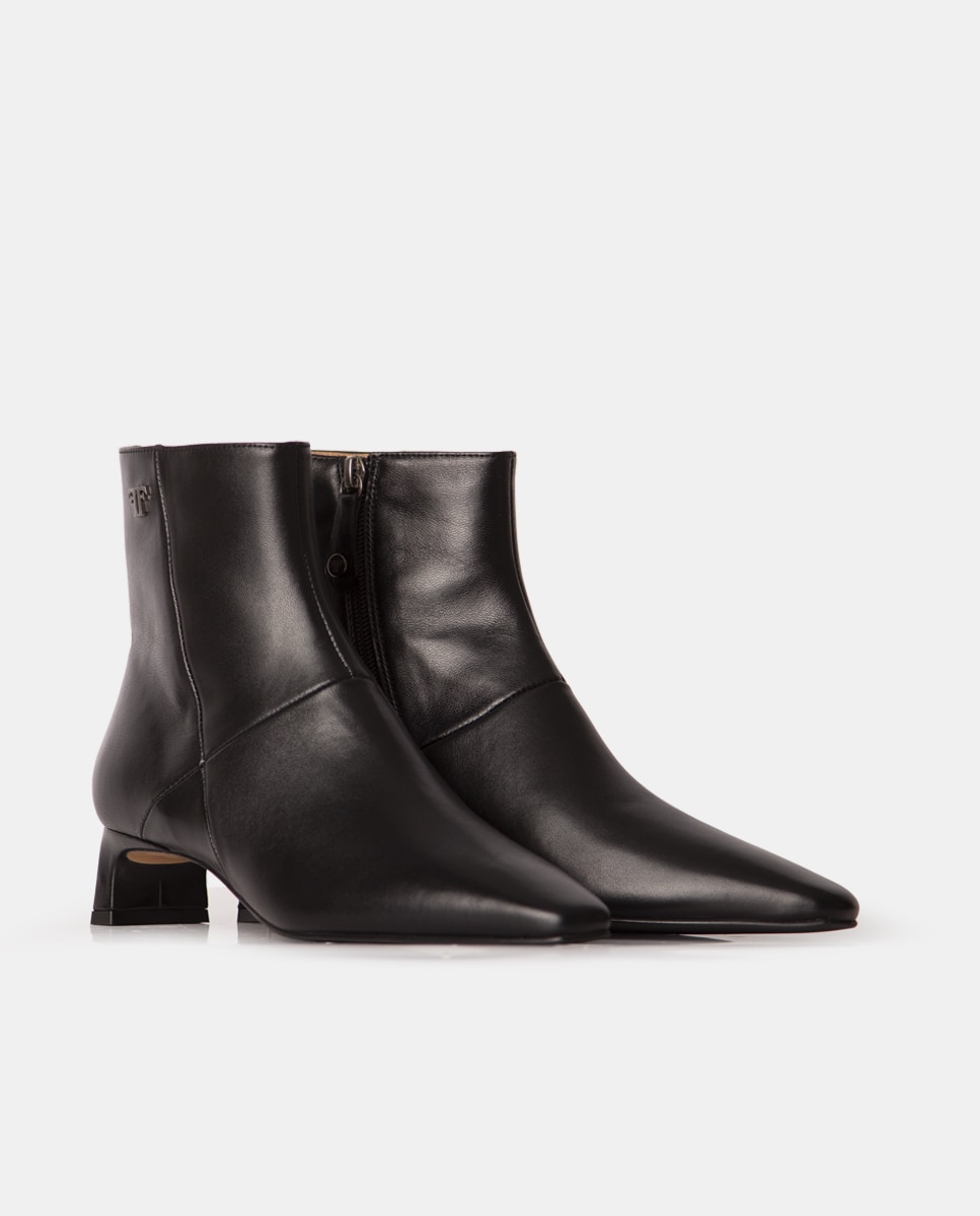 Botines de mujer de napa con cierre de cremallera interior - Farrutx - Negro Negro-3