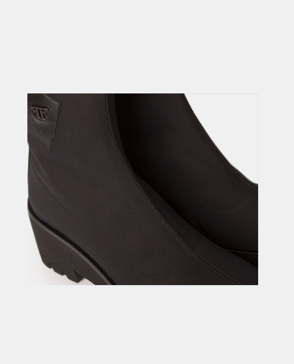Botines de mujer de tejido elástico con cierre de cremallera - Farrutx - Negro Negro-4