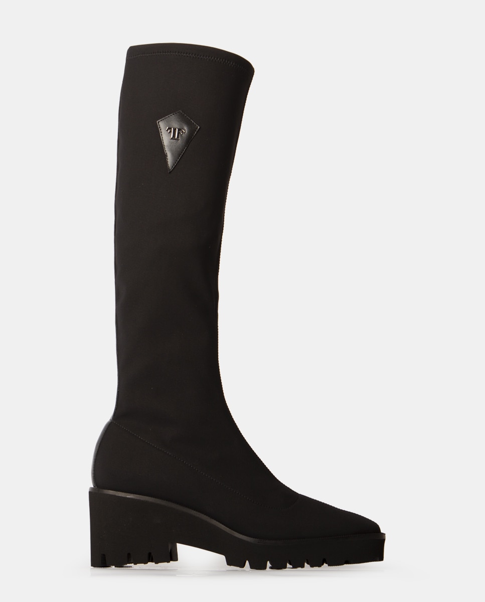 Botas elásticas de mujer de tejido tecnológico con suela estilo chunky - Farrutx - Negro Negro-1