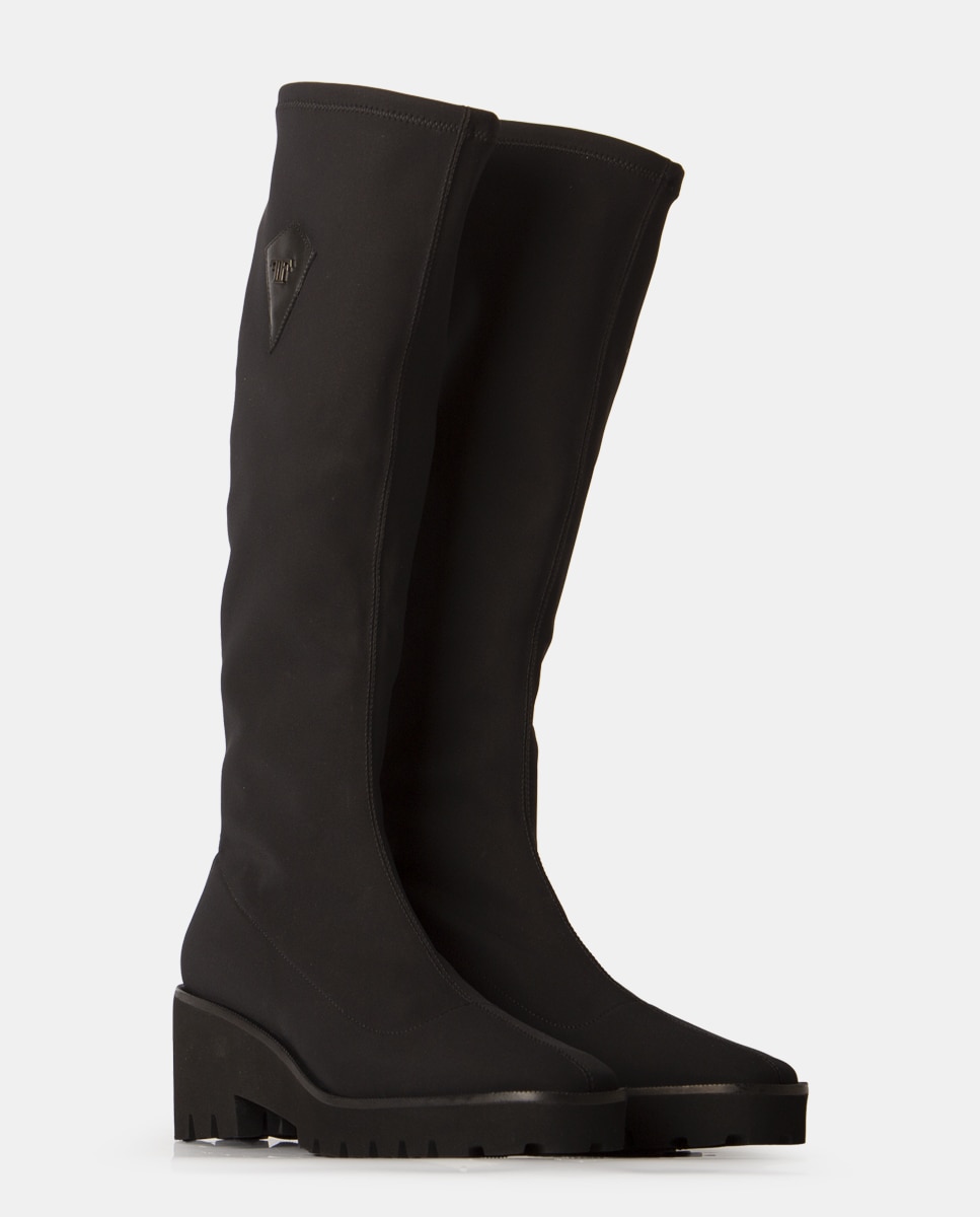 Botas elásticas de mujer de tejido tecnológico con suela estilo chunky - Farrutx - Negro Negro-2