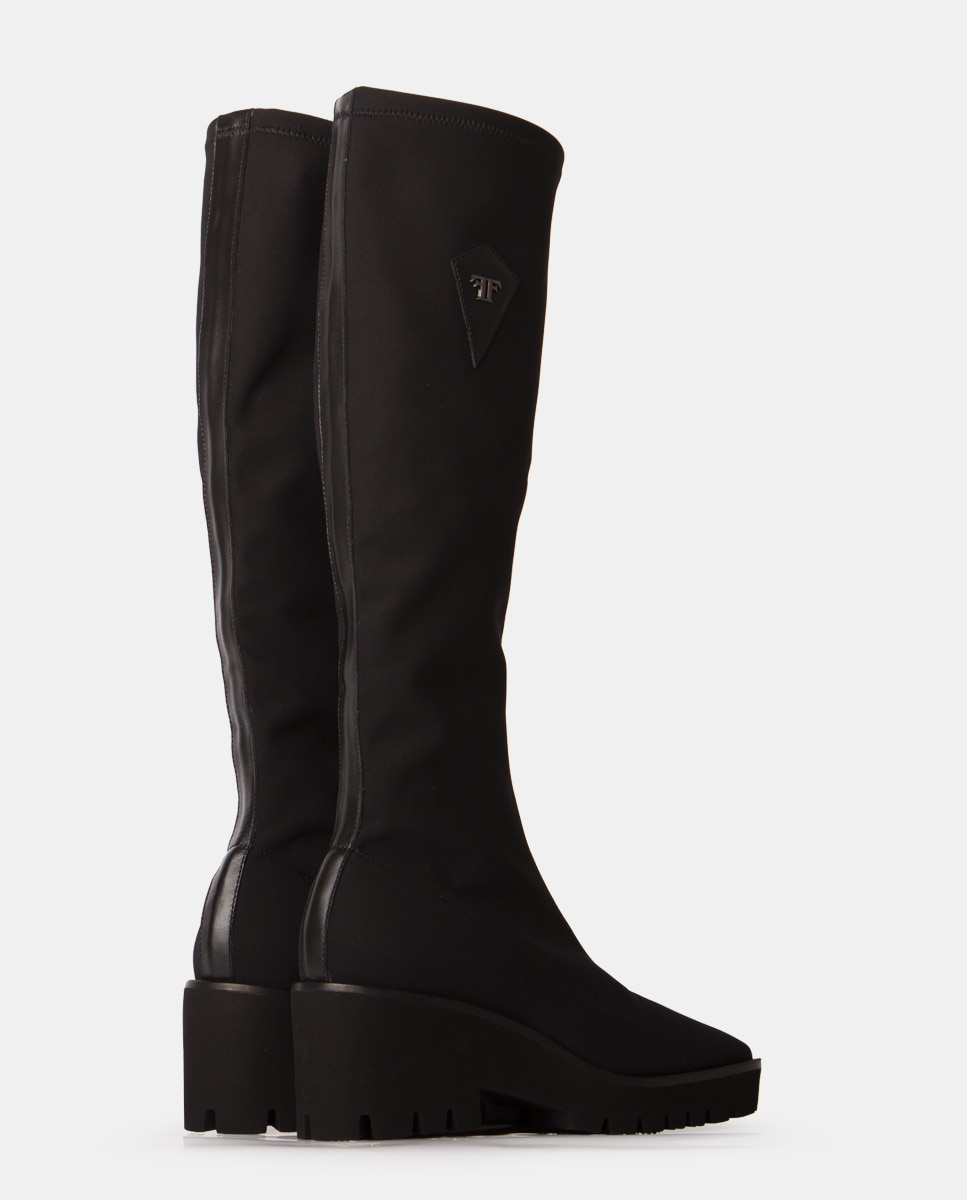 Botas elásticas de mujer de tejido tecnológico con suela estilo chunky - Farrutx - Negro Negro-3