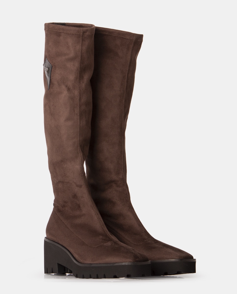 Botas elásticas de mujer de tejido tecnológico con suela estilo chunky - Farrutx - Marrón oscuro Marrón oscuro-2