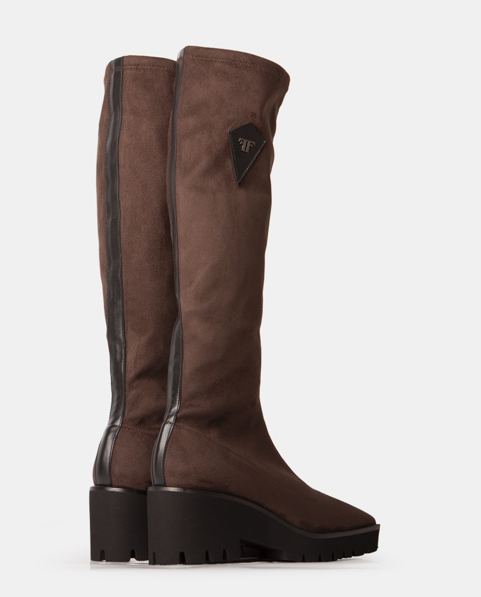 Botas elásticas de mujer de tejido tecnológico con suela estilo chunky - Farrutx - Marrón oscuro Marrón oscuro-4