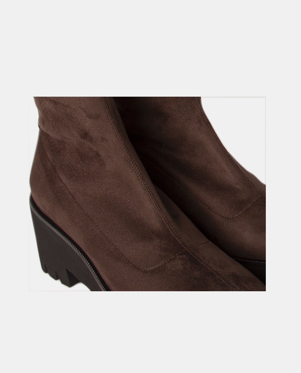 Botas elásticas de mujer de tejido tecnológico con suela estilo chunky - Farrutx - Marrón oscuro Marrón oscuro-5