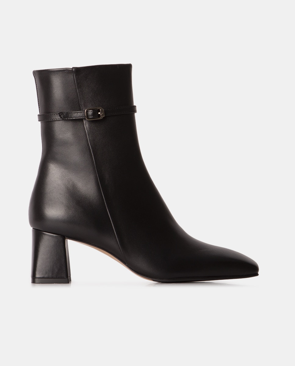 Botines de mujer de napa con puntera cuadrada - Farrutx - Negro Negro-1