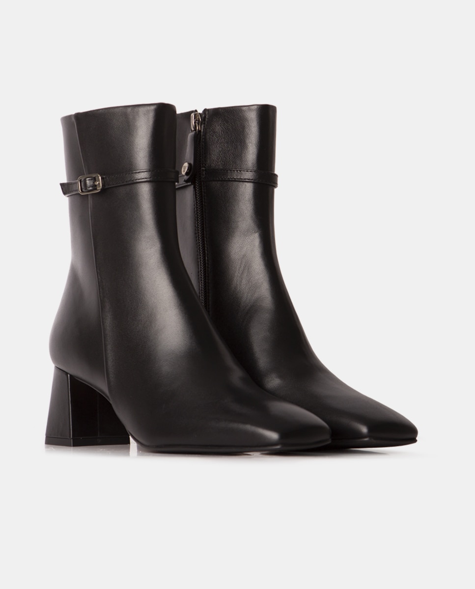 Botines de mujer de napa con puntera cuadrada - Farrutx - Negro Negro-3