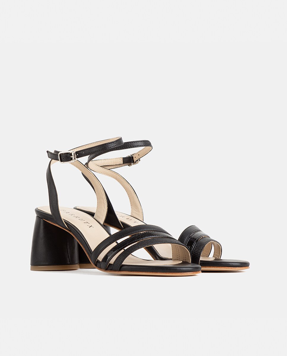 Sandalia de mujer confeccionada en napa - Farrutx - Negro Negro-3