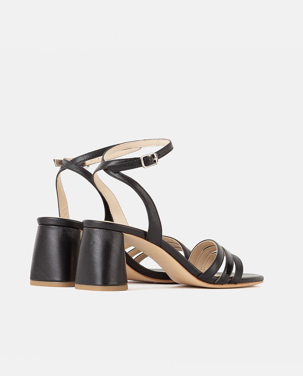 Sandalia de mujer confeccionada en napa - Farrutx - Negro Negro-4