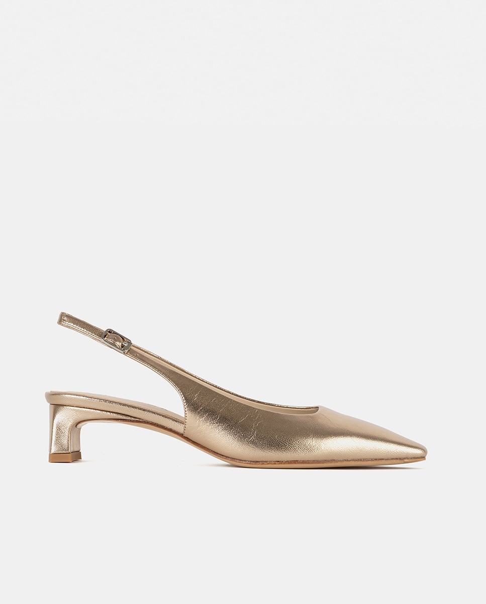 Farrutx - Zapatos de salón de mujer elaborados en napa metalizada.