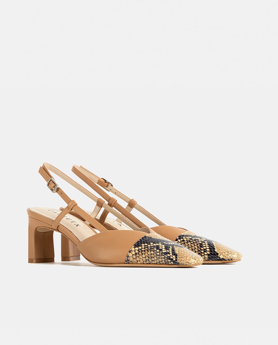 Zapatos de salón de mujer confeccionados en piel grabada - Farrutx - Arena Arena-3
