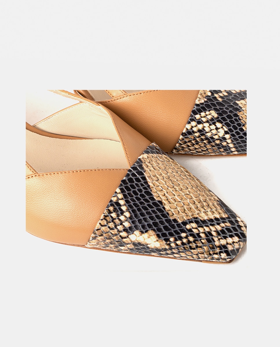 Zapatos de salón de mujer confeccionados en piel grabada - Farrutx - Arena Arena-2