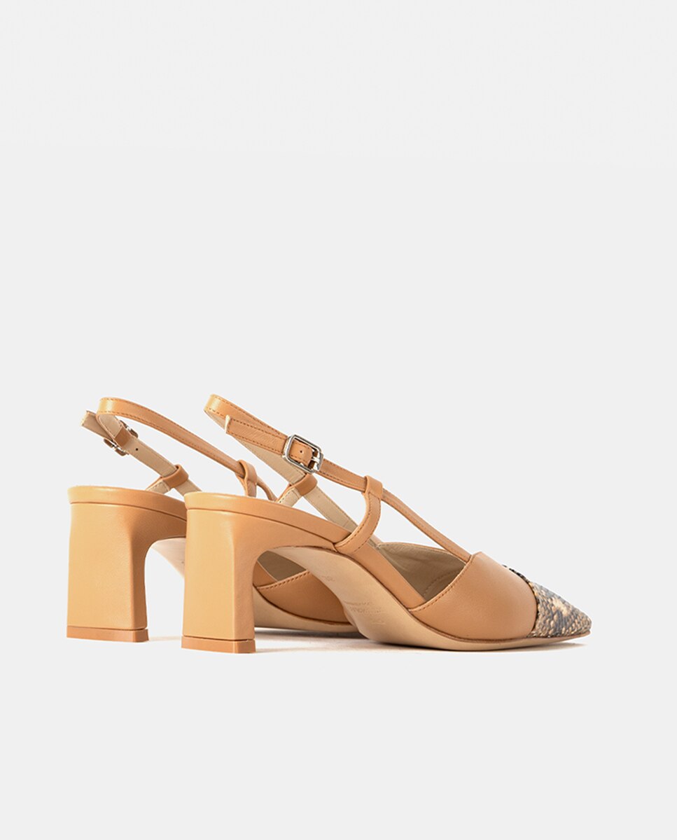 Zapatos de salón de mujer confeccionados en piel grabada - Farrutx - Arena Arena-4