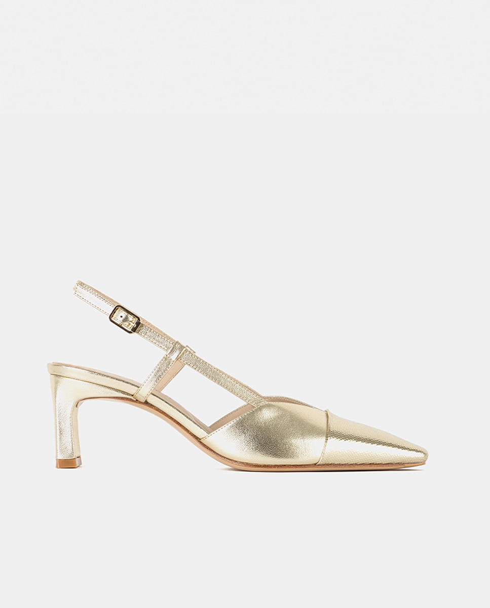 Imagen 0 de Zapatos de salón de mujer confeccionados en piel grabada Platino