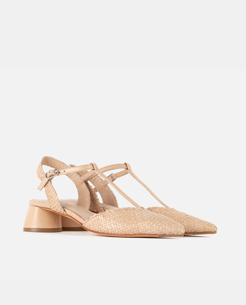 Zapatos de salón de mujer confeccionados en napa trenzada - Farrutx - Crudo Crudo-3