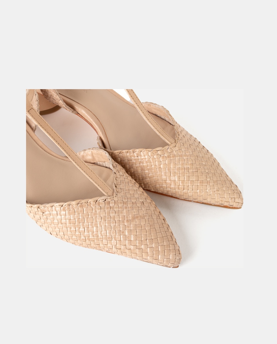 Zapatos de salón de mujer confeccionados en napa trenzada - Farrutx - Crudo Crudo-2