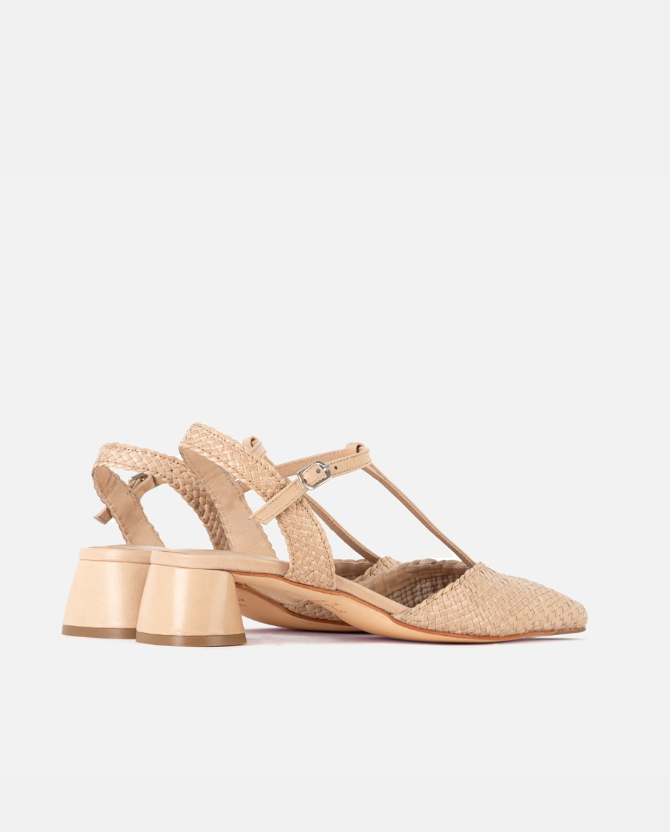 Zapatos de salón de mujer confeccionados en napa trenzada - Farrutx - Crudo Crudo-4