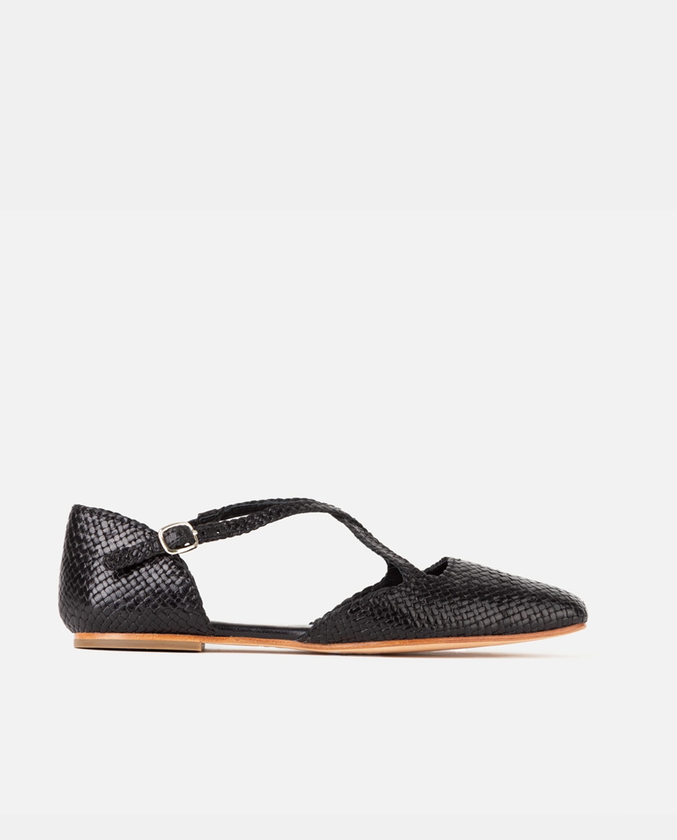 Zapatos de salón de mujer de confeccionados en napa trenzada - Farrutx - Negro Negro-1