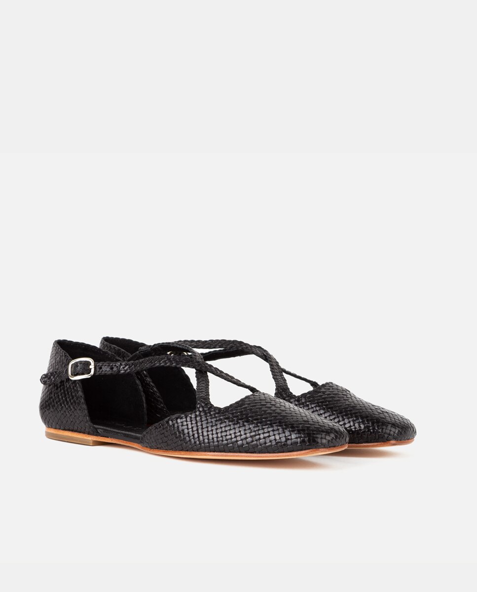 Zapatos de salón de mujer de confeccionados en napa trenzada - Farrutx - Negro Negro-3