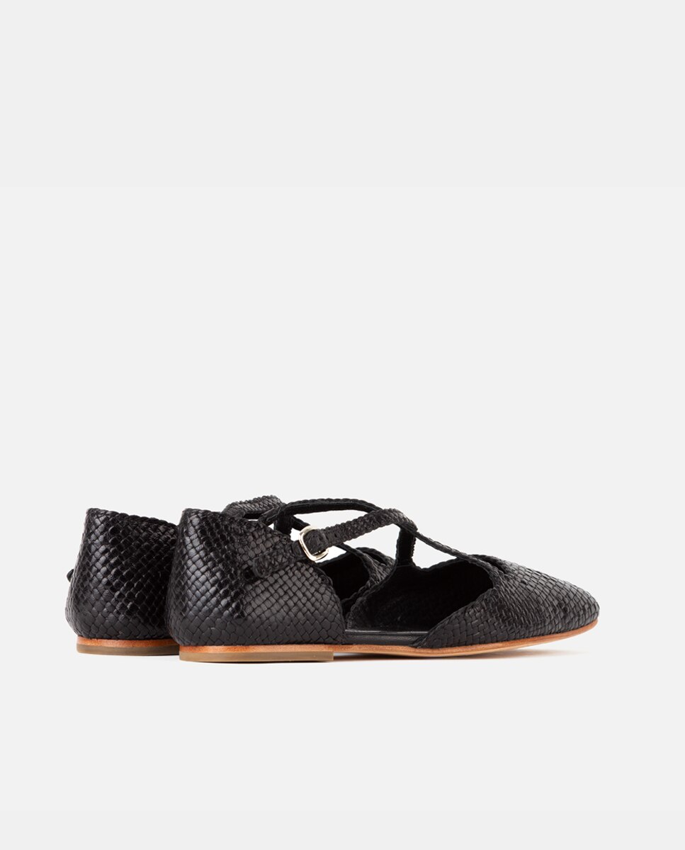 Zapatos de salón de mujer de confeccionados en napa trenzada - Farrutx - Negro Negro-4