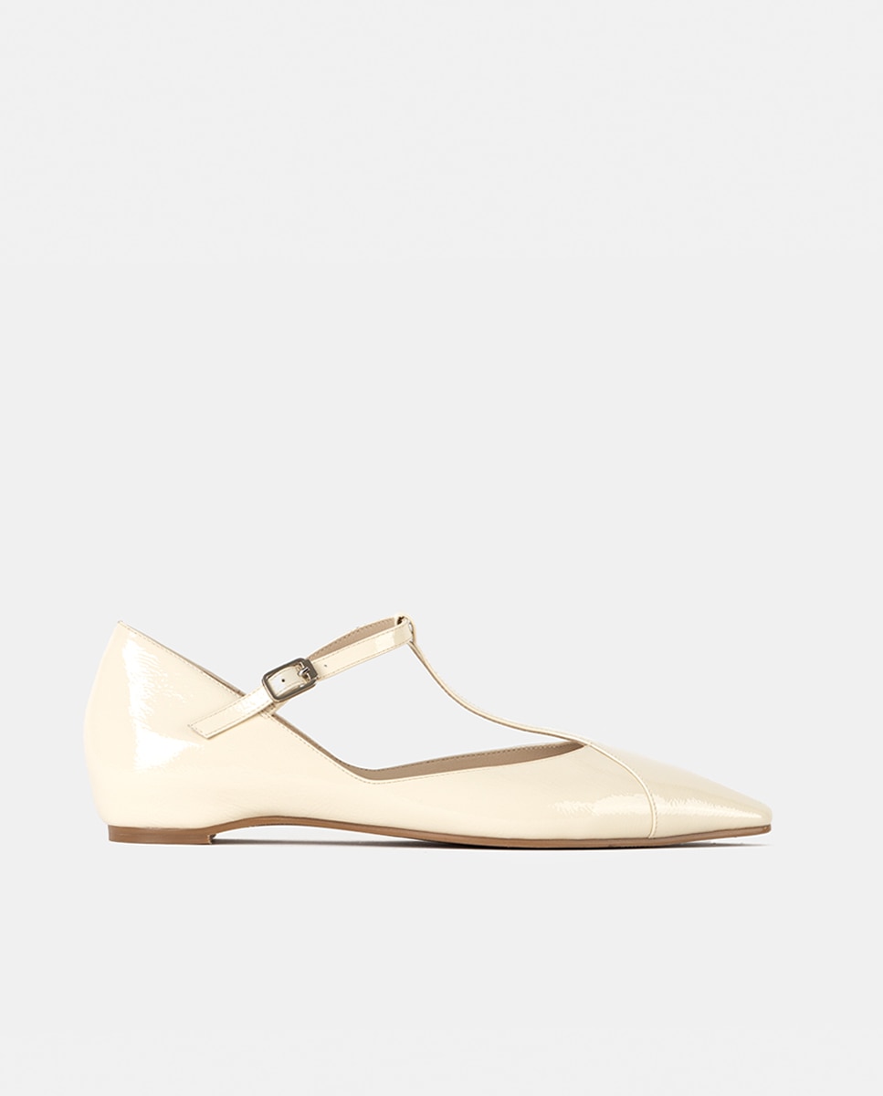 Zapatos de salón de mujer confeccionados en charol - Farrutx - Beige Beige-1