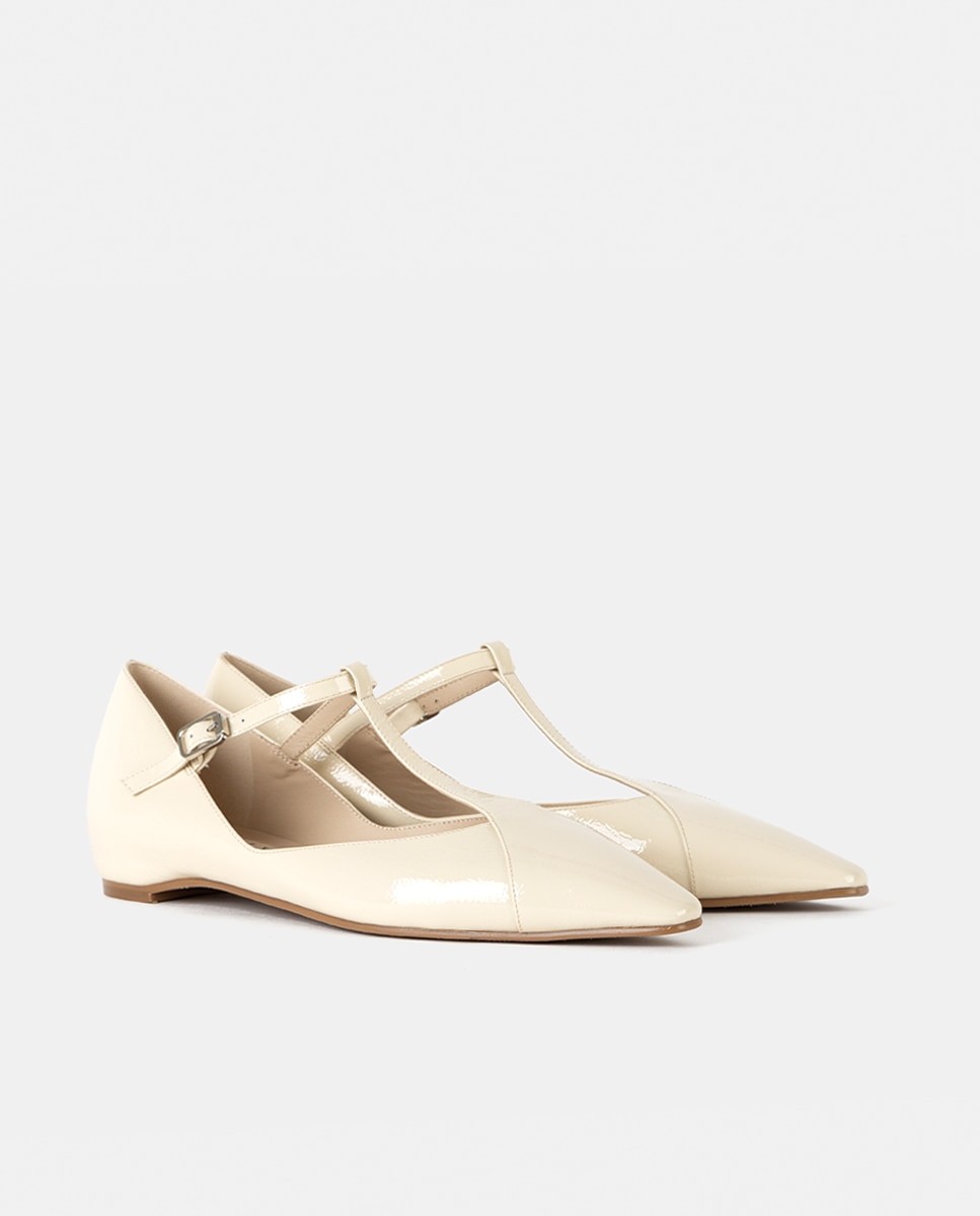 Zapatos de salón de mujer confeccionados en charol - Farrutx - Beige Beige-3