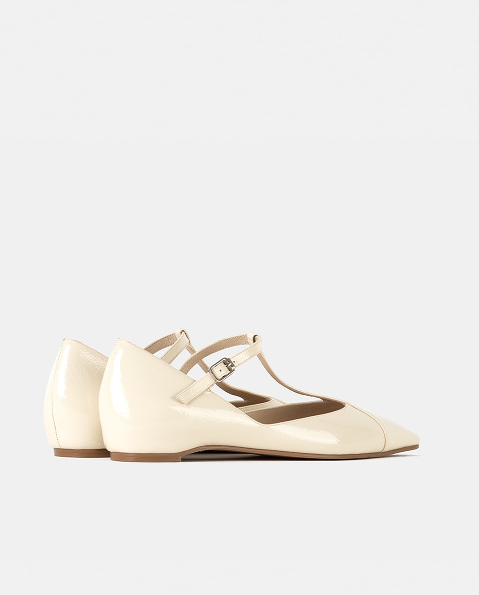 Zapatos de salón de mujer confeccionados en charol - Farrutx - Beige Beige-4