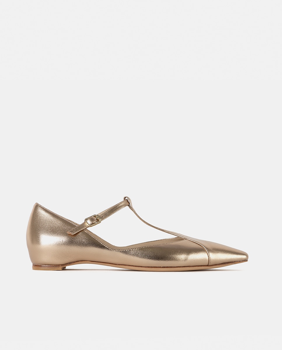 Farrutx - Zapatos de salón de mujer confeccionados en napa metalizada.