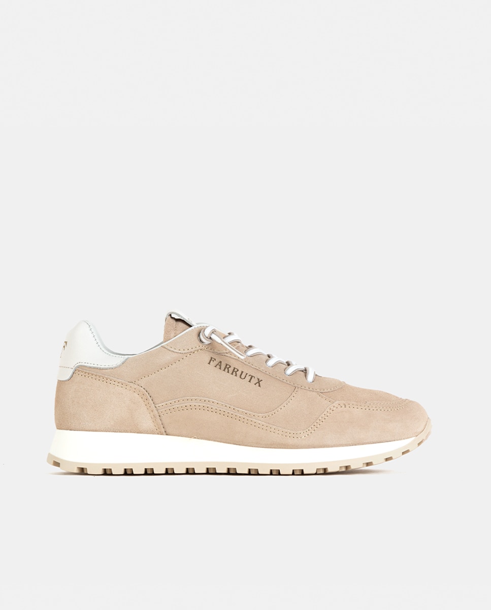 Zapatillas deportivas de mujer confeccionadas en piel con piezas de velour - Farrutx - Arena Arena-1