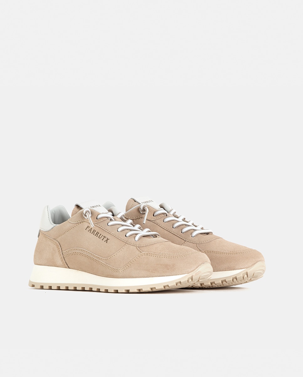 Zapatillas deportivas de mujer confeccionadas en piel con piezas de velour - Farrutx - Arena Arena-3