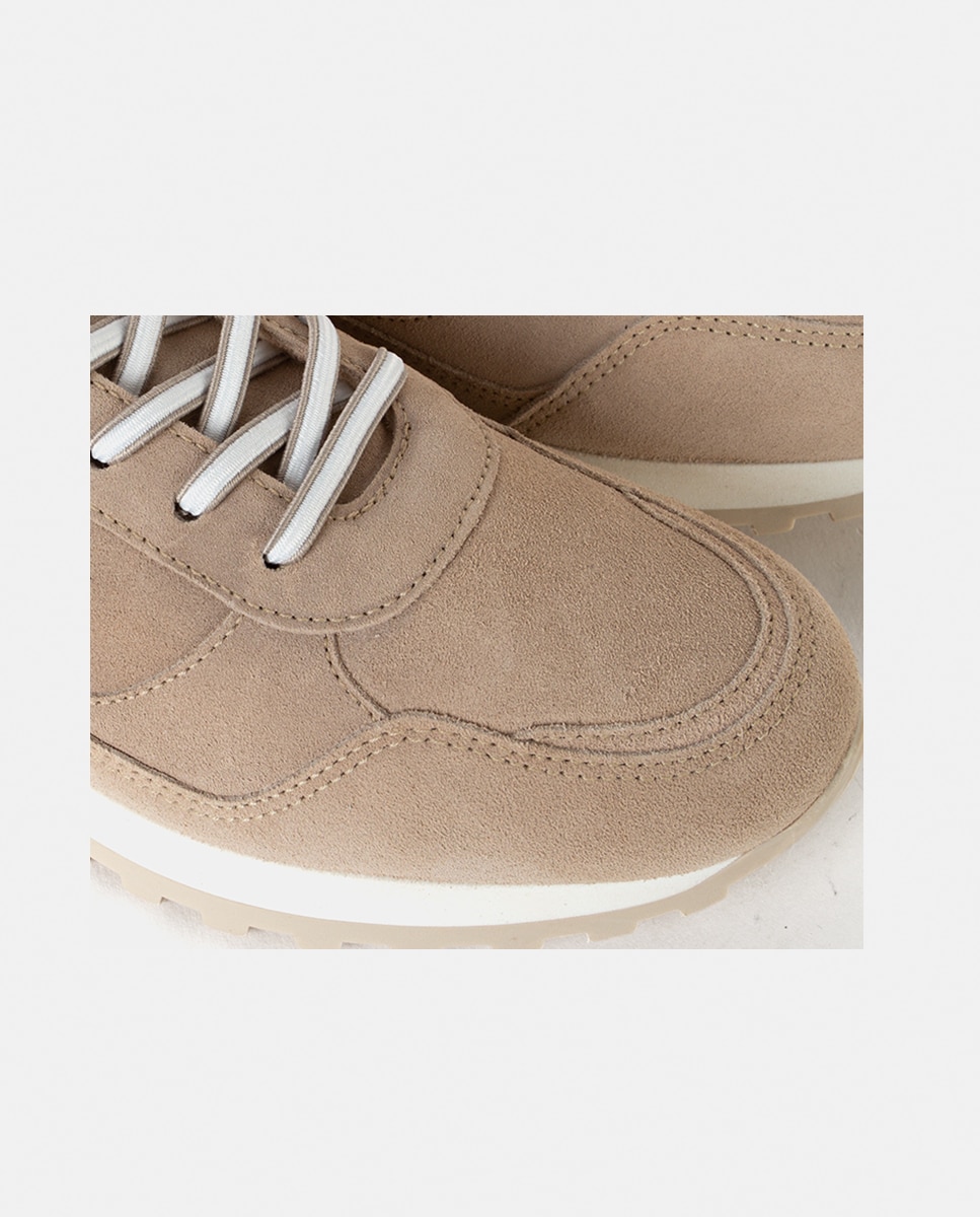 Zapatillas deportivas de mujer confeccionadas en piel con piezas de velour - Farrutx - Arena Arena-2